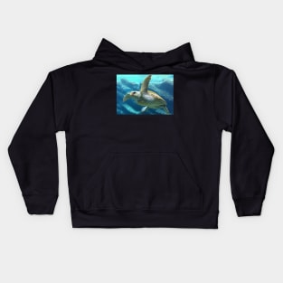 SEA TURTLE SWIMMING FREE IN THE SEA DESIGN Kids Hoodie